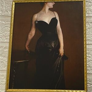 Vintage Glam Woman Portrait Gold Frame Wall Art